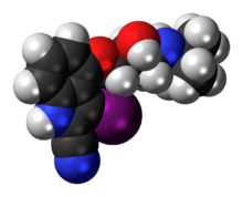 Space-filling model of the iodocyanopindolol molecule