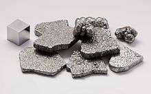 Pure iron chips with a high purity iron cube