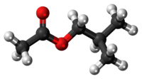 Ball-and-stick model of the isobutyl acetate molecule