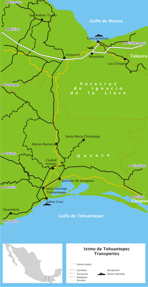 A more detailed map than the one in the infobox. This map shows roads and ports, as well as the railroad; map legend is in Spanish
