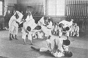Jujutsu training at an agricultural school in Japan around 1920