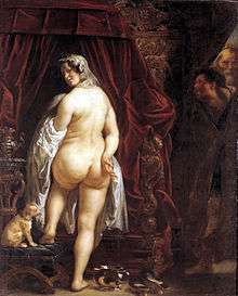 Woman undresses while two men watch
