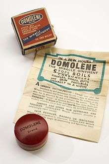A jar of Domolene ointment, a mid 1990s medication previously claimed to cure acne