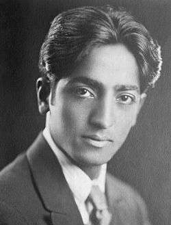 photo portrait of Jiddu Krishnamurti in the 1920s