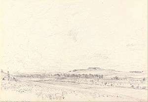 Old Sarum at Noon, a graphite sketch on slightly textured, medium white wove paper, 23.2 cm × 33.7 cm, 20 July 1829. Yale Center for British Art.