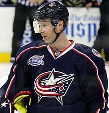 Photo of Leopold with the Columbus Blue Jackets in 2014