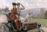 Julius LeBlanc Stewart - Les Dames Goldsmith au bois de Boulogne en 1897 sur une voiturette.jpg