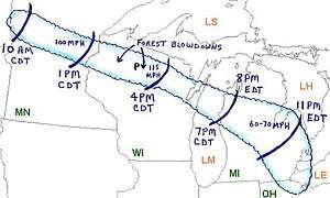 Track of the Independence Day Derecho of 1977