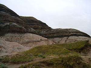 rock hillside with rock striations
