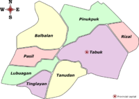 Political map of Kalinga showing its component municipalities