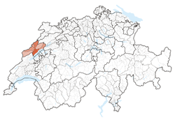 Map of Switzerland, location of Neuchâtel highlighted
