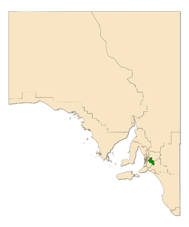 Map of South Australia with electoral district of Kavel highlighted