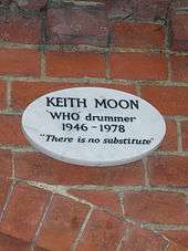 Keith Moon's plaque at Golders Green Crematorium