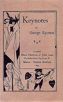 Cover of Keynotes, a collection of short stories with cover art by Aubrey Beardsley.