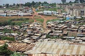 A photo of rooftops and streets in Kibera
