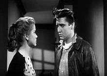 Screen shot of Elvis and Dolores Hart in the film King Creole