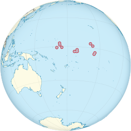 Map showing location of Kiribati in Pacific.