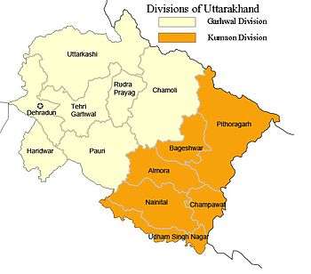 Map of Uttarkhand