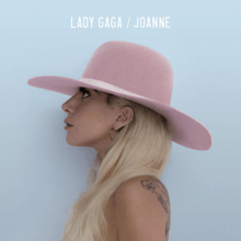 Left profile picture of Lady Gaga wearing a wide pink hat