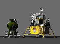 A CGI image of the Apollo LM and Soviet Lk landers.
