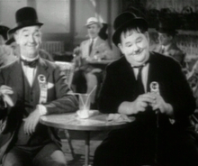 Stan Laurel and Oliver Hardy in their 1939 feature film called The Flying Deuces