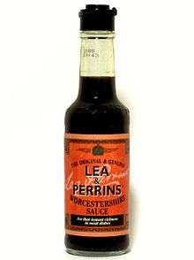 Bottle of Lea & Perrins Worcestershire sauce