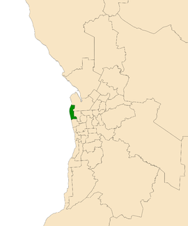 Map of Adelaide, South Australia with electoral district of Lee highlighted
