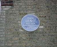 blue plaque commemorating Leno