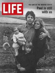 The cover of an edition of Life magazine showing Paul McCartney and family in Scotland'