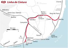 Map of the Cintura line