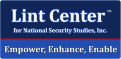 "Lint Center for National Security Studies, Inc. Empower, Enhance, Enable" on two-toned blue background, separated by a thin red line