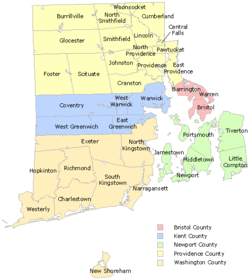 Municipalities in Rhode Island by County