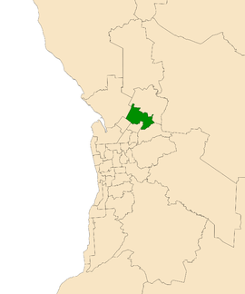 Map of Adelaide, South Australia with electoral district of Little Para highlighted