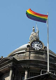 Rainbow flag over Liverpool Town Hall