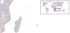 A map showing the location of Rodrigues, an island east of Madagascar in the Indian Ocean