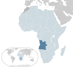 Location of  Angola  (dark blue)in the African Union  (light blue)
