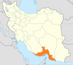 Map of Iran with Hormozgān highlighted