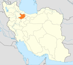 Map of Iran with Qazvin highlighted