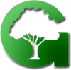 A green capital letter 'G' with a cutout image of a tree inside.
