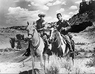  Clayton Moore as the Lone Ranger and Jay Silverheels as Tonto.
