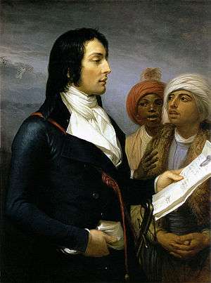 Profile painting of Louis Desaix with two young men.