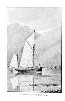 Ink on paper illustration of a sailboat