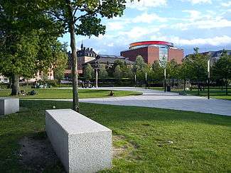 Mølleparken with ARoS Art Museum in the background.