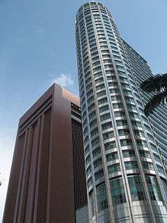 40-storey building with a triangular cross section and rounded corner