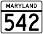 Maryland Route 542 marker