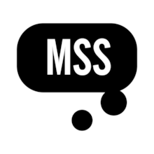 A black thought-bubble design set against a white background, with the letters 'MSS' inside the thought bubble.