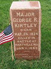 Major George R Kirtley Grave Marker in the Springfield National Cemetery