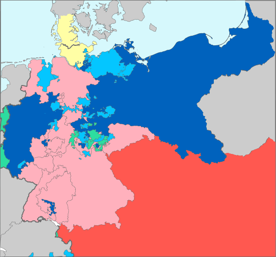 Map of alliances in the Austro-Prussian War