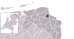 Highlighted position of Appingedam in a municipal map of Groningen