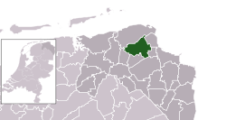 Highlighted position of Loppersum in a municipal map of Groningen
